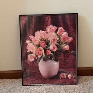 Framed Pink Rose Artwork